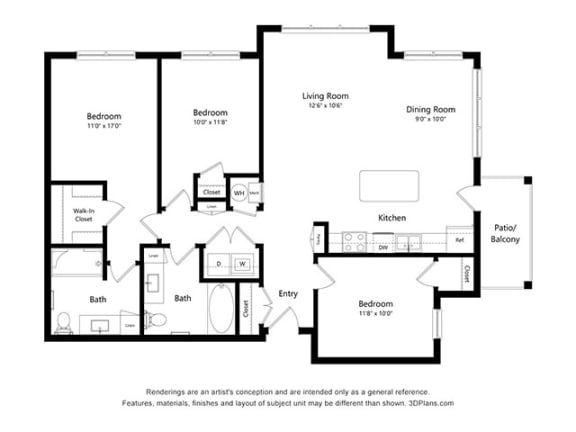 Covington Crossings_3 bedroom_2 bath Floor Plan