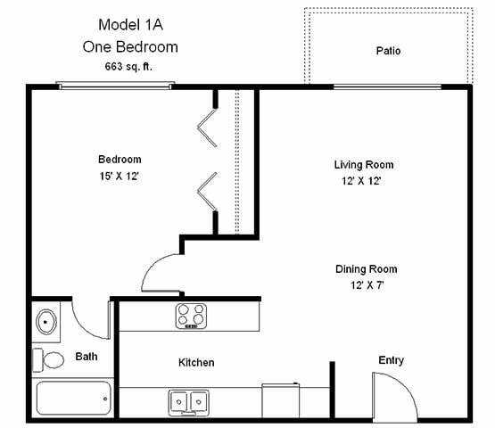 Crosswinds_1 Bedroom Floor Plan