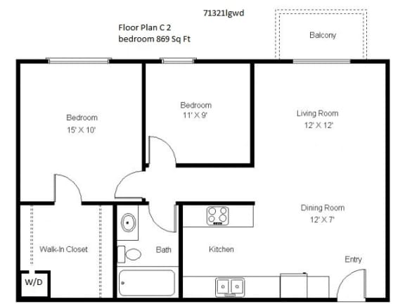 Floor Plan  Crosswinds_2 Bedroom Floor Plan