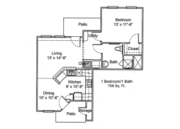 Hillcrest Manor_1 Bedroom Floor Plan