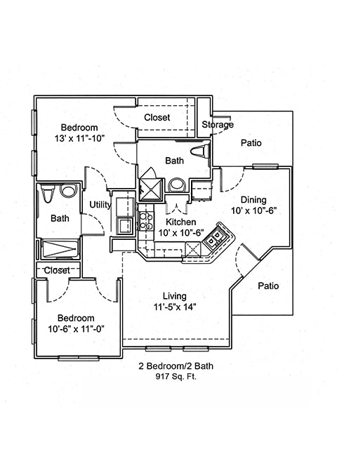 Hillcrest Manor_2 Bedroom Floor Plan