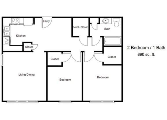 Kirby Manor_2 Bedroom Floor Plan