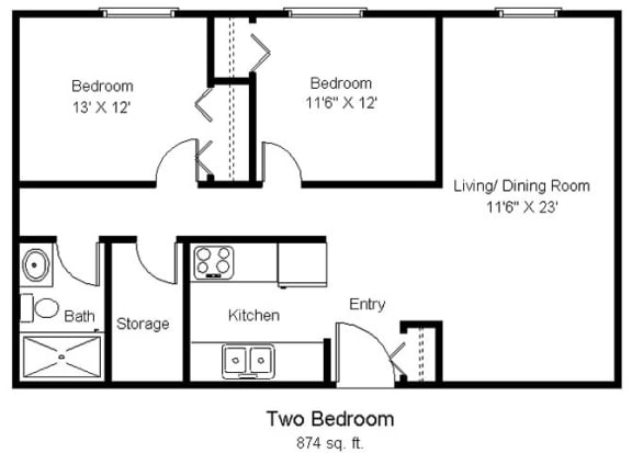 Larson Commons_2 Bedroom Floor Plan