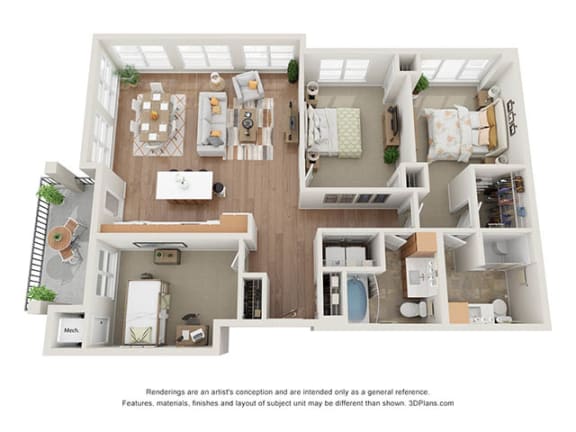 3 Bedroom 3D Floor Plan