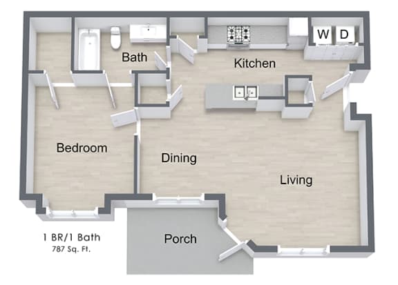 Leyland Pointe_ 1 Bedroom Floor Plan