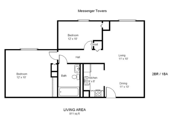 Messenger Towers_2 Bedroom Floor Plan