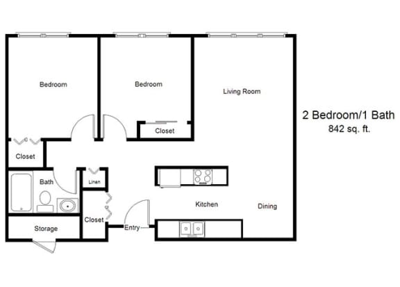 Mississippi View_2 Bedroom Floor Plan