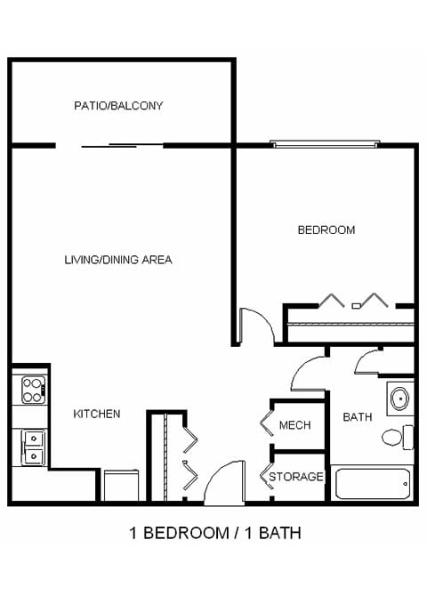 Mossy Oaks_1 Bedroom Floor Plan