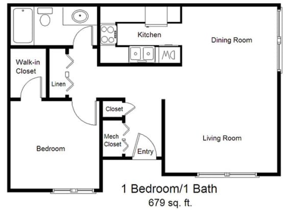 Mountain View_1 Bedroom Floor Plan