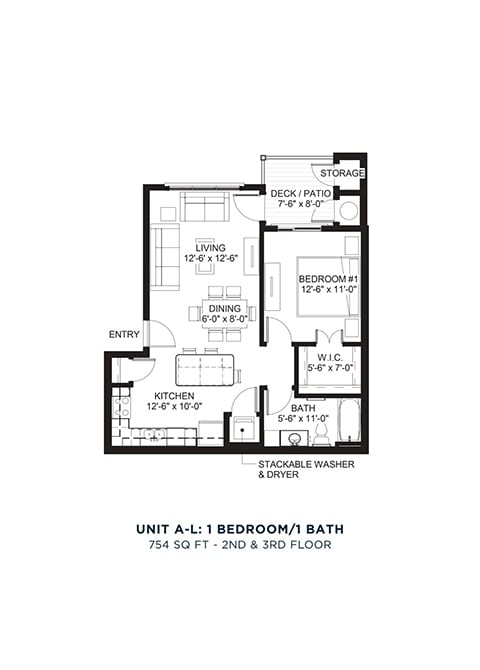 North Range Crossings_1 Bedroom Floor Plan