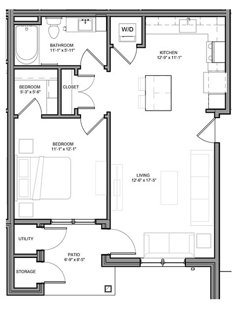 Preserve at Highland Ridge_1 Bedroom Floor Plan