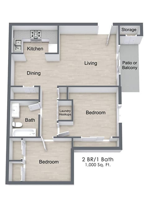 River East_2 Bedroom Floor Plan