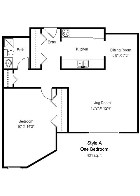 Rivertown Commons_1 Bedroom Floor Plan