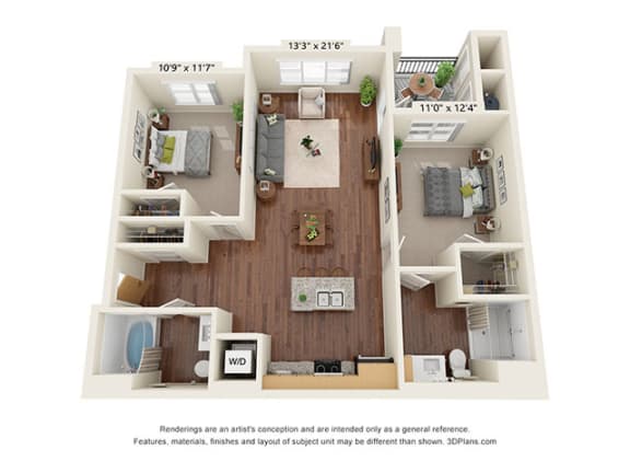 Scharbauer Flats_2 Bedroom Floor Plan_B1-ADA