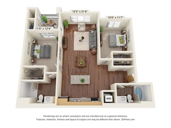 Floor Plan  Dominium_Scharbauer Flats_2 Bedroom Floor Plan_B2