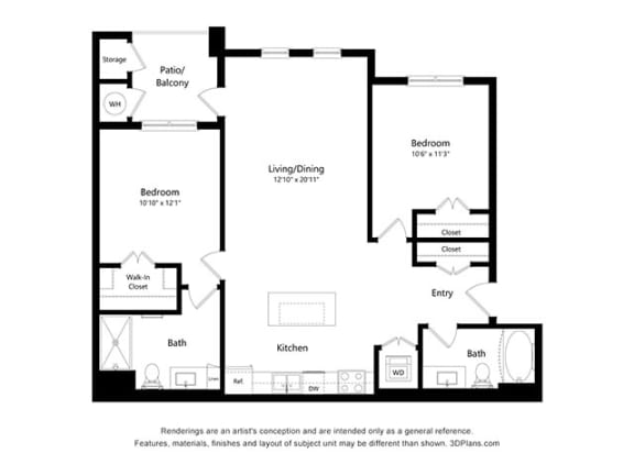 Dominium_Scharbauer Flats_2 Bedroom Floor Plan_B2