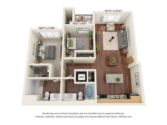 Floor Plan  Dominium_Scharbauer Flats_2 Bedroom Floor Plan_D1