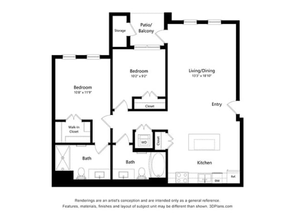Dominium_Scharbauer Flats_2 Bedroom Floor Plan_D1