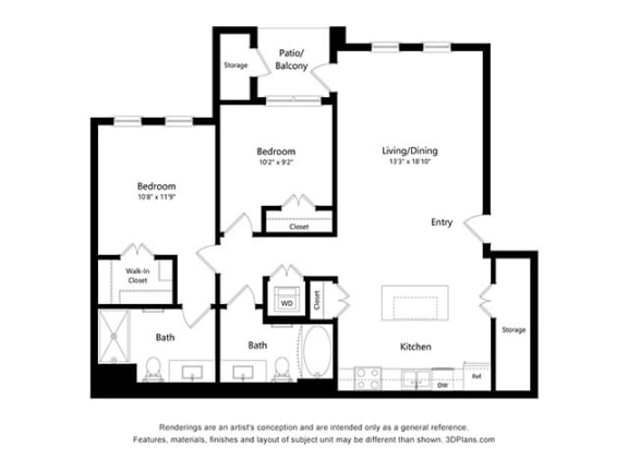 Dominium_Scharbauer Flats_2 Bedroom Floor Plan_D2