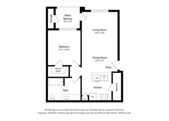 Vinewood_1 Bedroom Floor Plan