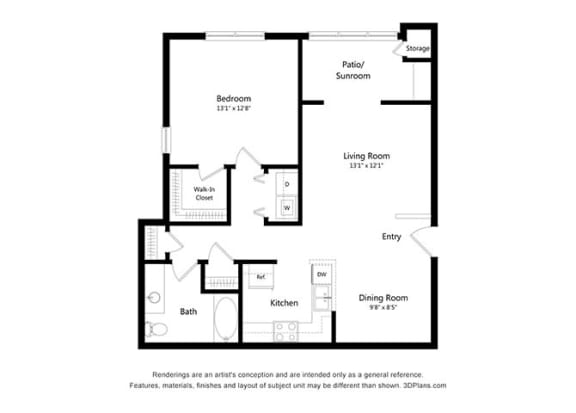 Wellington Ridge_1 Bedroom Floor Plan