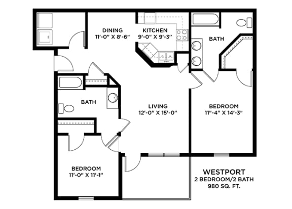Westport_2 Bedroom Floor Plan