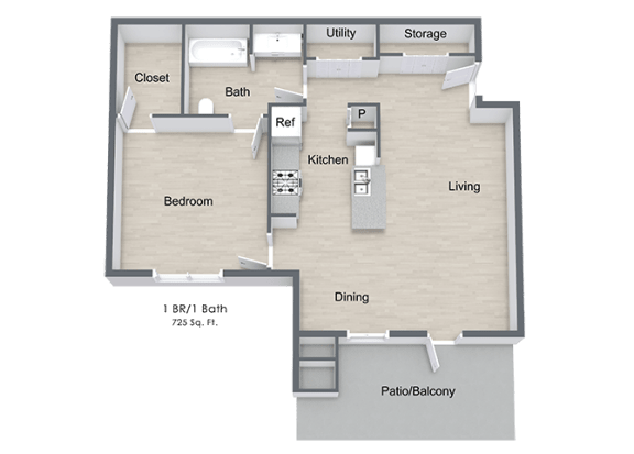 Windy Ridge_1 Bedroom Floor Plan