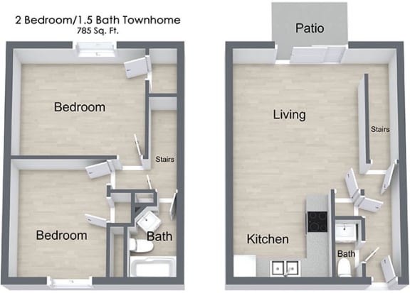 Woodside Village_2 Bedroom Floor Plan