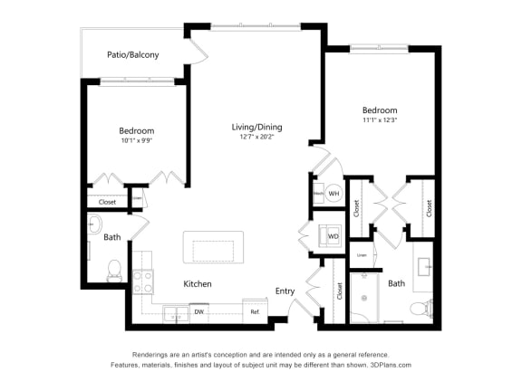 Ashlynn Ridge_2D_2 Bedroom B2 Floor Plan