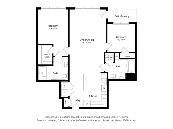 Ashlynn Ridge_2D_2 Bedroom B3-ADA Floor Plan