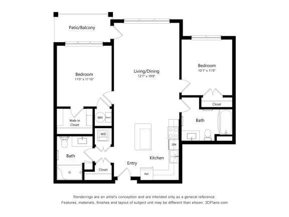 Ashlynn Ridge_2D_2 Bedroom B8 Floor Plan