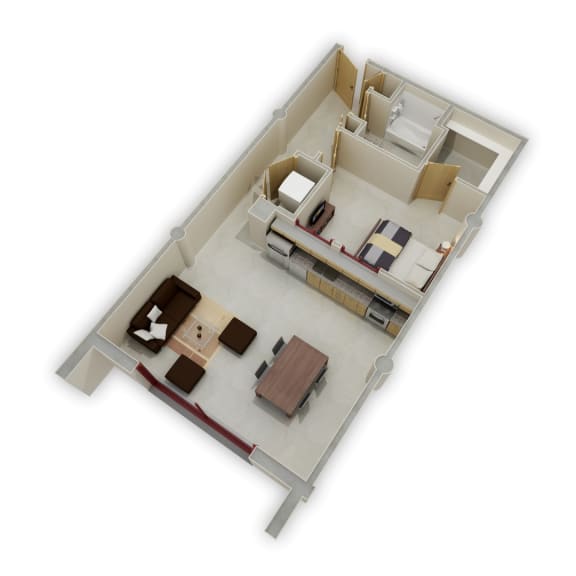 Floor Plan  Buzza Lofts_1 Bedroom H Floor Plan