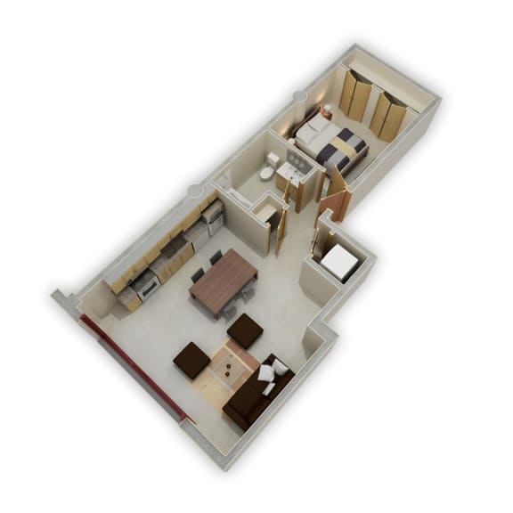 Floor Plan  Buzza Lofts_1 Bedroom R Floor Plan