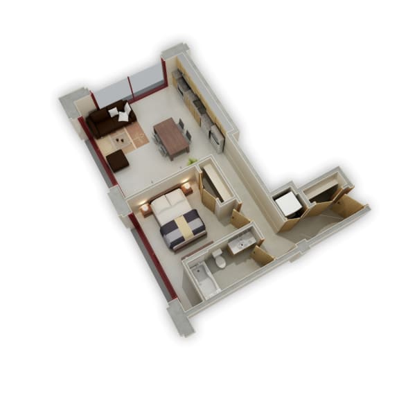 Buzza Lofts_1 Bedroom U Floor Plan