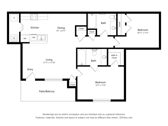 Chapel Ridge of Gallatin_2 Bedroom Floor Plan