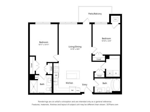 Oaks Landing_2D_2 Bedroom - 2C (AV)