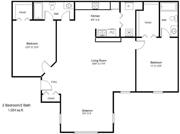 Nassau Bay_2 Bedroom Floor Plan