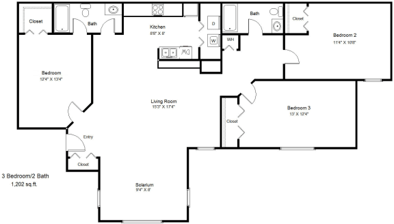 Nassau Bay_3 Bedroom Floor Plan