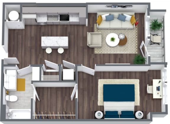 D 1 Bed Floorplan Charlottesville Apartments