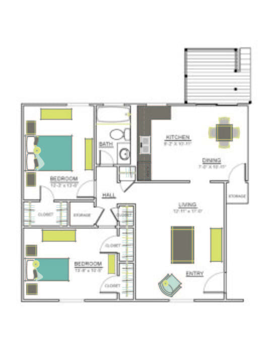 Palmilla Apartments Floor Plan 2 Bed