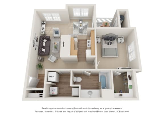 Biscoe Floor Plan at Beacon Place Apartments