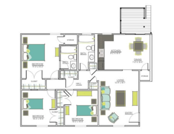 Palmilla Apartments 3 bed floor plan