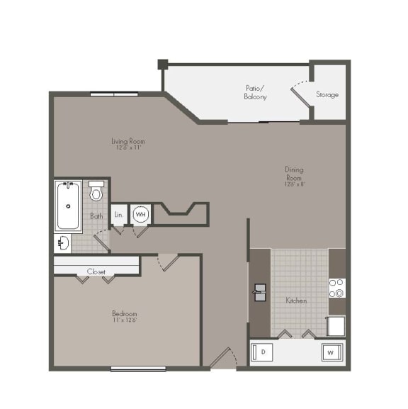 Mallard Creek Floor Plan 1 Bed 680 SF