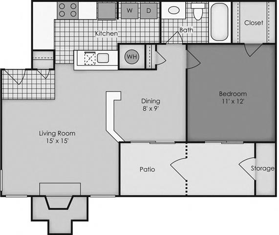 Harris Pond Apartments  floor plan one bedroom