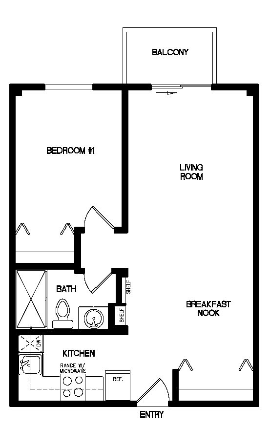 Floor Plan  1 Bedroom - C