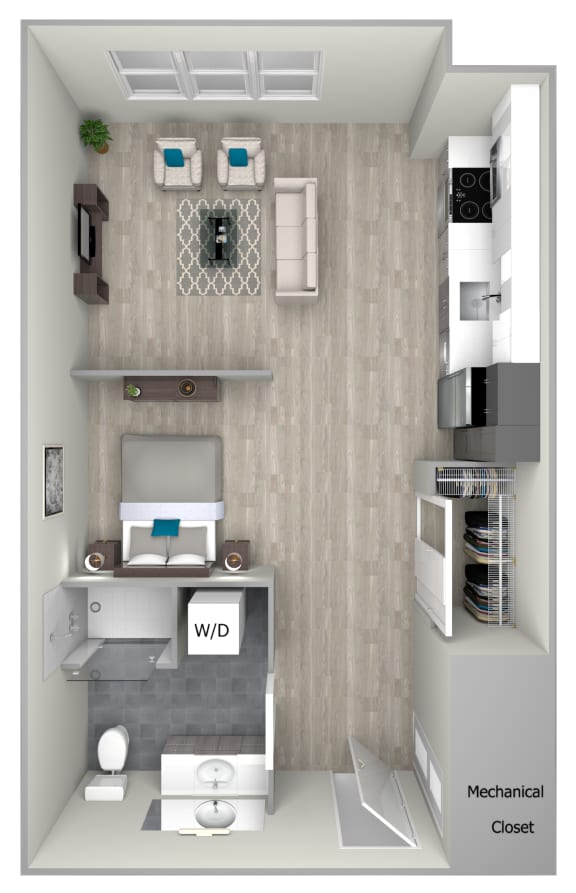 Floor Plan  Studio One Bathroom 531 Floor Plan at Nightingale, Providence, RI