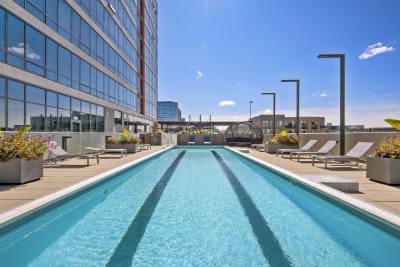 Pool on terrace in River West Chicago Apartments