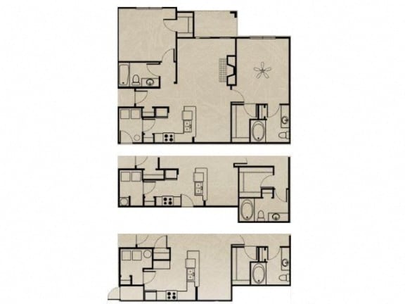 955 sq.ft. 2 bedroom 2 bathroom D Floor Plan 955 sq.ft. 2 bedroom 2 bathroom D at The Columns at Westchase, Houston, TX, 77042