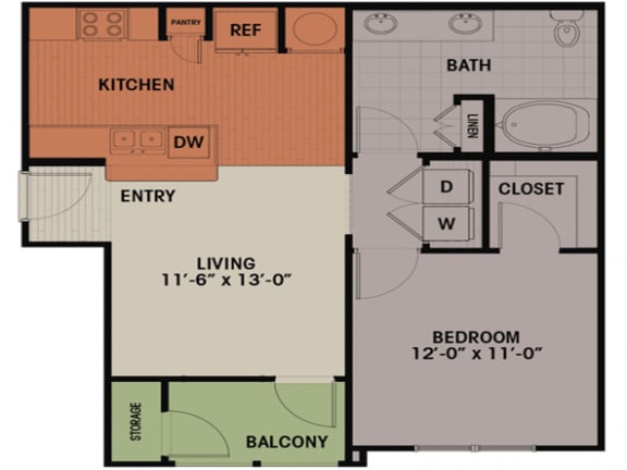 858 sq.ft. 1 bedroom1 bathroom floor plan A Floor Plan 858 sq.ft. 1 bedroom1 bathroom floor plan A at The Columns at Shadow Creek Ranch, Pearland, 77584