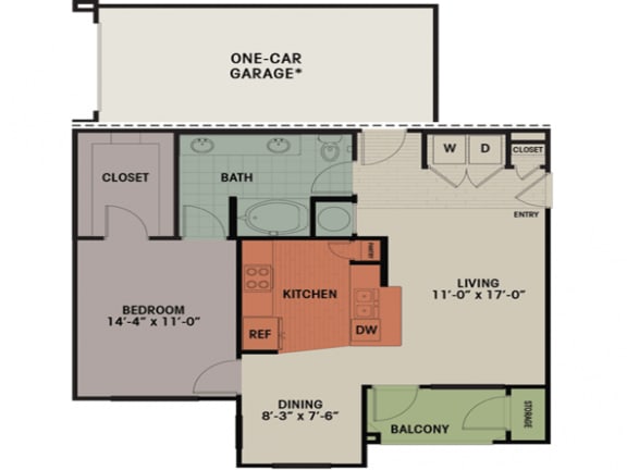 753 sq.ft. 1 bedroom1 bathroom floor plan D Floor Plan 753 sq.ft. 1 bedroom1 bathroom floor plan D at The Columns at Shadow Creek Ranch, Texas